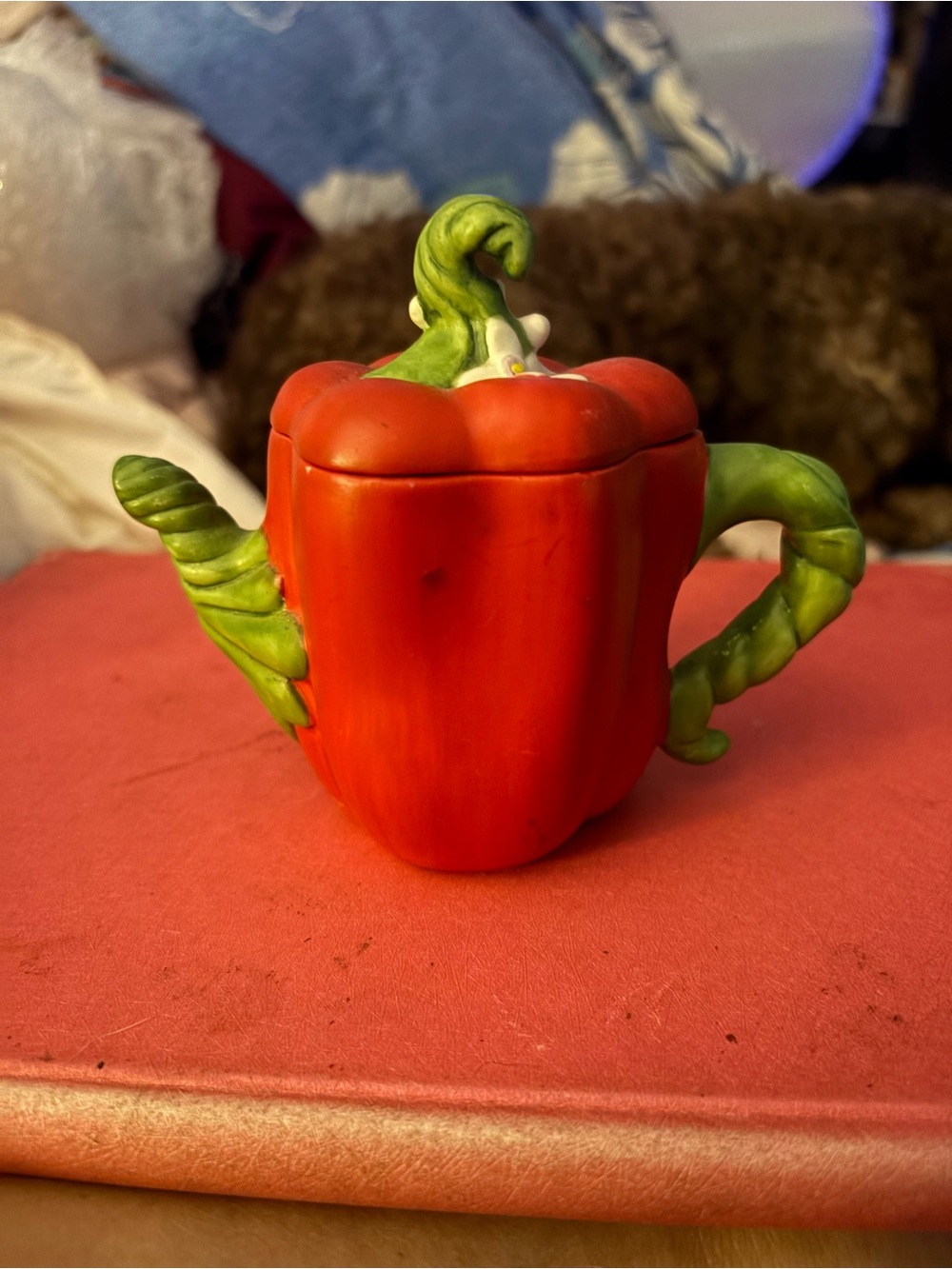 Red Bell Pepper Ceramic Teapot - Decorative Kitchen Accent